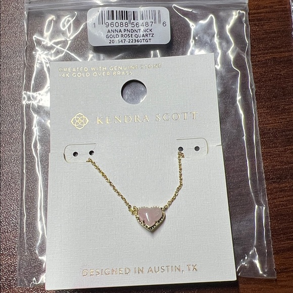 Kendra Scott Jewelry - NEW Gold Anna Heart Rose Quartz Pendant Necklace